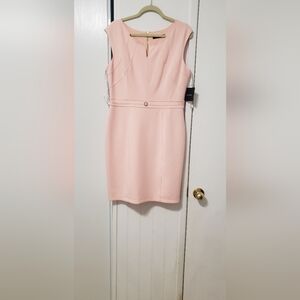 Ellen Tracy Soft Pink Sleeveless Sheath Midi Dress